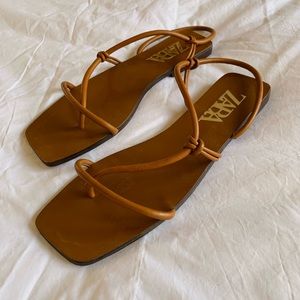 Zara Brown Strappy Sandals Size 7.5